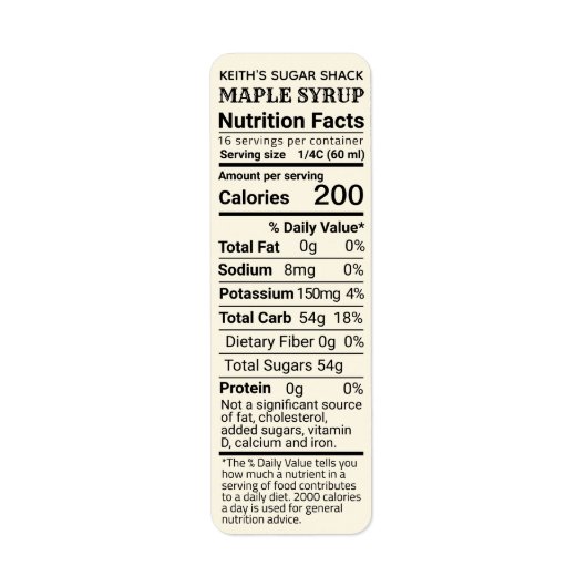 NEW Return Address Maple Syrup Nutrition Ivory (Vorne)
