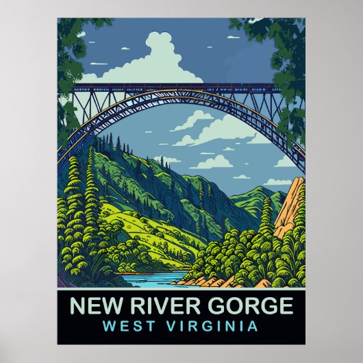 New River Gorge, Bridge, WV, Travel Poster (Vorne)