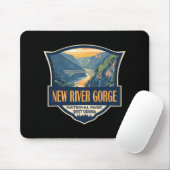 New River Gorge National Park Illustration Retro B Mousepad (Mit Mouse)