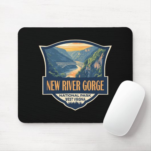 New River Gorge National Park Illustration Retro B Mousepad (Mit Mouse)