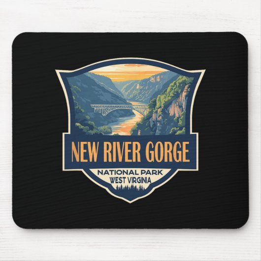 New River Gorge National Park Illustration Retro B Mousepad (Vorne)