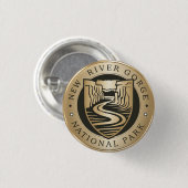 New River Gorge Nationalpark Golden Emblem Button (Vorne & Hinten)