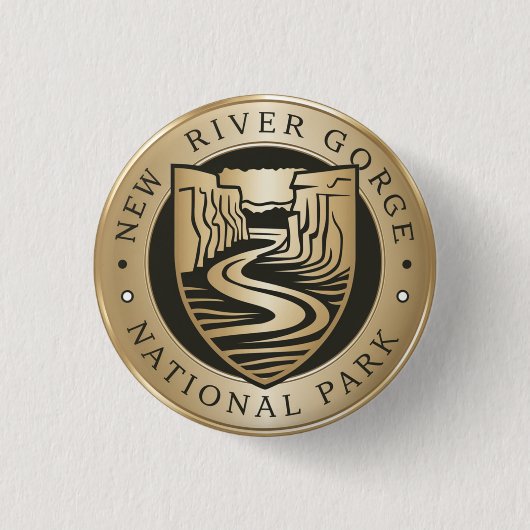 New River Gorge Nationalpark Golden Emblem Button (Vorderseite)