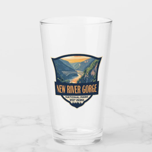 New River Gorge Nationalpark Illustration Retro Glas (Vorderseite)