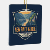 New River Gorge Nationalpark Illustration Retro Keramikornament (Rechts)