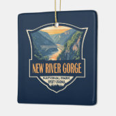 New River Gorge Nationalpark Illustration Retro Keramikornament (Links)