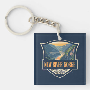 New River Gorge Nationalpark Illustration Retro Schlüsselanhänger