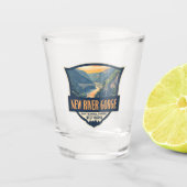 New River Gorge Nationalpark Illustration Retro Schnapsglas (Vorderseite)