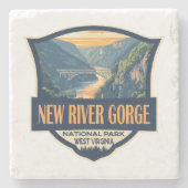 New River Gorge Nationalpark Illustration Retro Steinuntersetzer (Vorderseite)