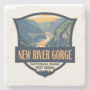New River Gorge Nationalpark Illustration Retro Steinuntersetzer