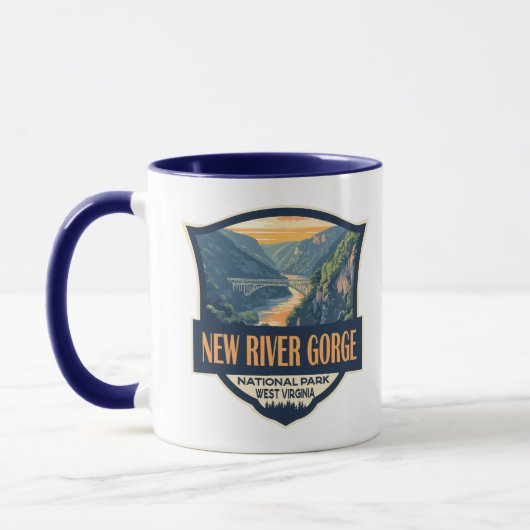New River Gorge Nationalpark Illustration Retro Tasse (Links)