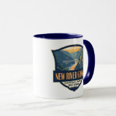New River Gorge Nationalpark Illustration Retro Tasse (VorderseiteRechts)