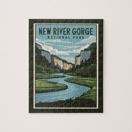 New River Gorge Nationalpark Minimal Illustration Puzzle (Vertikal)