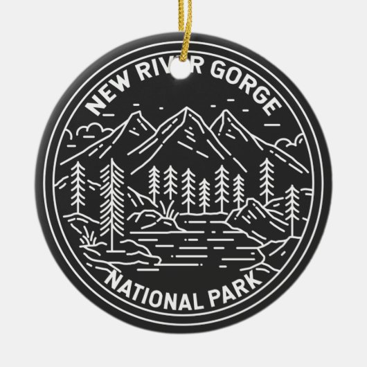 New River Gorge Nationalpark Monoline Keramik Ornament (Vorne)