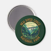 New River Gorge Nationalpark Retro bedrückt Magnet (Vorderseite/Rückseite)