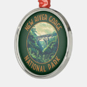 New River Gorge Nationalpark Retro bedrückt Ornament Aus Metall (Links)
