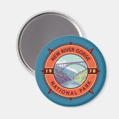 New River Gorge Nationalpark Retro Kompass Emblem Magnet (Vorderseite/Rückseite)