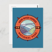 New River Gorge Nationalpark Retro Kompass Emblem Postkarte (Vorne/Hinten)