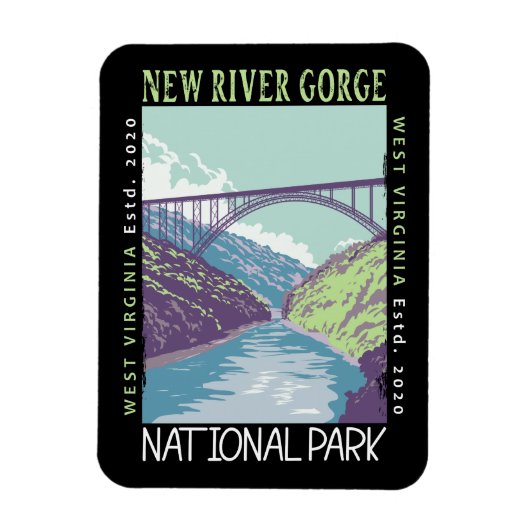 New River Gorge Nationalpark Vintag erschüttert Magnet (Vertikal)