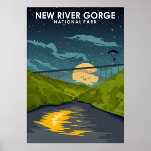 New River Gorge Nationalpark Vintage Reise Kunst Poster