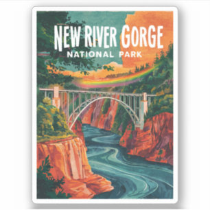 New River Gorge Nationalpark Wasserfarben Design Aufkleber