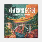 New River Gorge Nationalpark Wasserfarben Design Magnet (Vorne)
