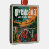 New River Gorge Nationalpark Wasserfarben Design Ornament Aus Metall (Rechts)