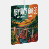 New River Gorge Nationalpark Wasserfarben Design Ornament Aus Metall (Vorderseite Rechts)
