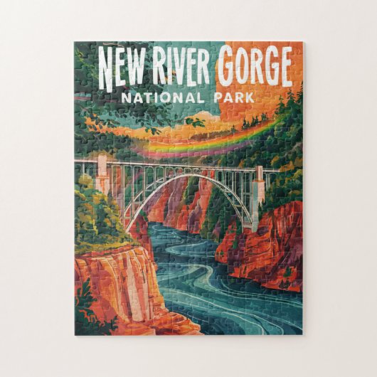 New River Gorge Nationalpark Wasserfarben Design Puzzle (Vertikal)