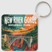 New River Gorge Nationalpark Wasserfarben Design Schlüsselanhänger (Rückseite)