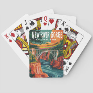 New River Gorge Nationalpark Wasserfarben Design Spielkarten