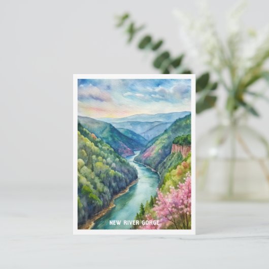 New River Gorge Nationalpark Wasserfarben Malerei Postkarte (Stehend Vorderseite)