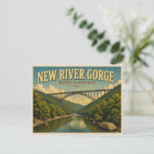 New River Gorge Vintage Reise Postkarte (Stehend Vorderseite)