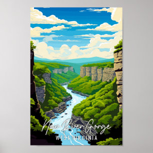 New River Gorge West Virginia Vintage Reise Poster