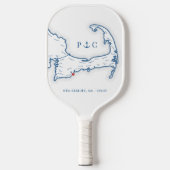 New Seabury MA Map Navy Blue Monogram Pickleball Schläger (Vorderseite)