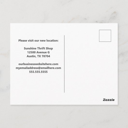 New Shop Niedlich Grand Opening oder Store Moving Postkarte (Rückseite)