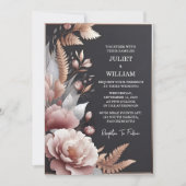 New Silk Pink Boho Peony Garden Dusty Rose Wedding Einladung (Vorderseite)