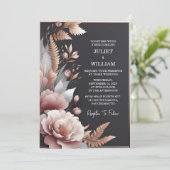 New Silk Pink Boho Peony Garden Dusty Rose Wedding Einladung (Stehend Vorderseite)