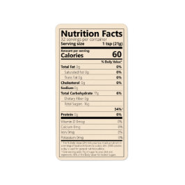 New Single-Ingredient Sugar Nutrition Facts