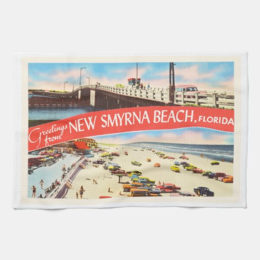 New Smyrna Beach Florida FL Old Travel Souvenir Handtuch (Horizontal)