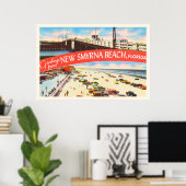 New Smyrna Beach Florida FL Old Travel Souvenir Poster (Heimbüro)