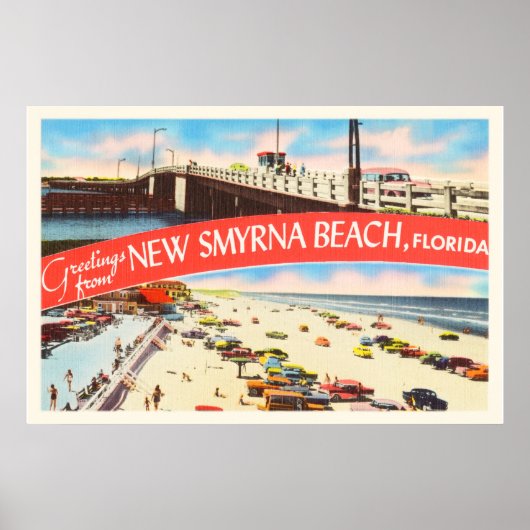 New Smyrna Beach Florida FL Old Travel Souvenir Poster (Vorne)