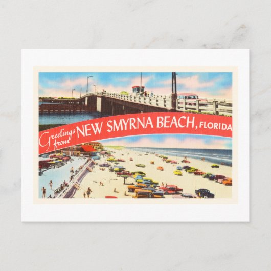 New Smyrna Beach Florida FL Old Travel Souvenir Postkarte (Vorderseite)