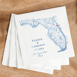 New Smyrna Beach Florida Karte Elegant Blaue Hochz Serviette
