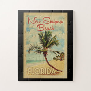 New Smyrna Beach Palm Tree Vintage Travel Puzzle
