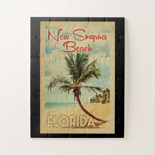 New Smyrna Beach Palm Tree Vintage Travel Puzzle (Vertikal)