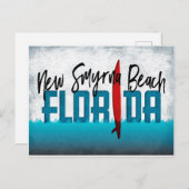New Smyrna Beach Postcard Florida Surfboard Postkarte (Vorne/Hinten)