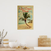 New Smyrna Beach Poster Palm Tree Vintage Travel (Küche)