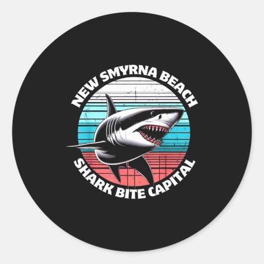 New Smyrna Beach_ Shark Bite Catal Graphic  Runder Aufkleber (Vorderseite)