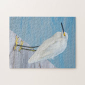 New Smyrna Beach, Snowy Egret auf Dock Puzzle (Horizontal)